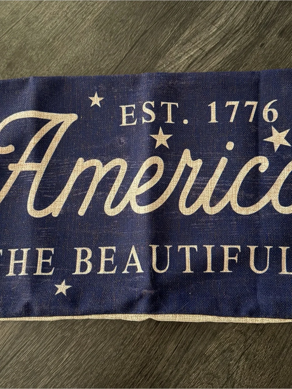 Patriotic Blue 'America' Decorative Lumbar Pillow Cover